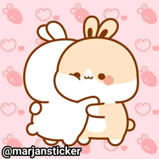 ❤️ @marjansticker зайчик, милый, каваий, любовь, объятия, сердечки, животное, стикер telegram sticker