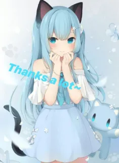 😊 Thanks a lot~ Anime, Chica, Lindo, Orejas de gato, Gracias telegram sticker