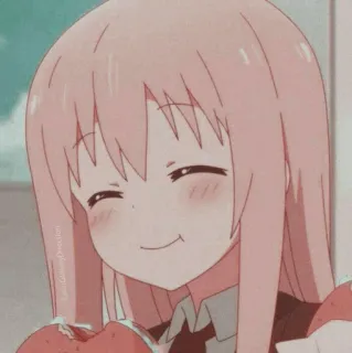 🌻 anime, girl, cute, eating, happy, pink hair telegram sticker