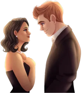 👨‍❤️‍👨 Мультфильм, Романтика, Пара, Официальный, Женщина, Мужчина telegram sticker