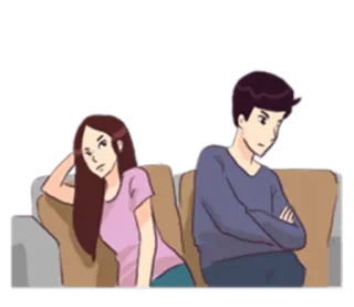 🙄 грустный, пара, отношения, расстроенный, мультфильм, люди, эмоции telegram sticker