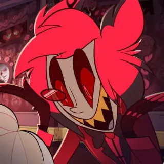 🌟 Alastor Hazbin Hotel 악마, 라디오, 미소, 빨간색, 호텔 telegram sticker