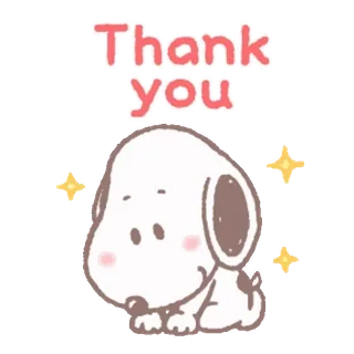 💕 Snoopy Thank you 狗, 卡通, 可爱, 星星, 谢谢, 友善 whatsapp sticker
