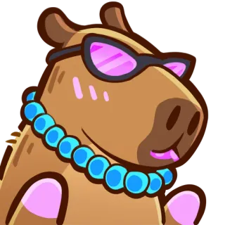 💅 카피바라, 동물, 선글라스, 구슬, 귀여운, 만화 telegram sticker