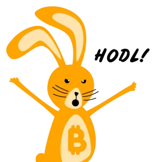 ✊ HODL! bitcoin, crypto, HODL, rabbit, cryptocurrency telegram sticker