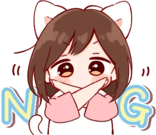🙅‍♀ NG อนิเมะ, หูแมว, ตัวละคร, ก้าวร้าว telegram sticker