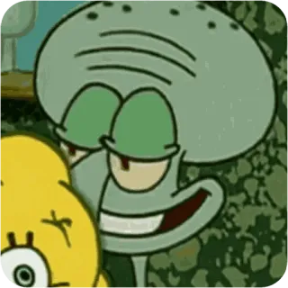 😴 Squidward SpongeBob SquarePants Squidward, SpongeBob, cartoon, nickelodeon, smiling, meme whatsapp sticker