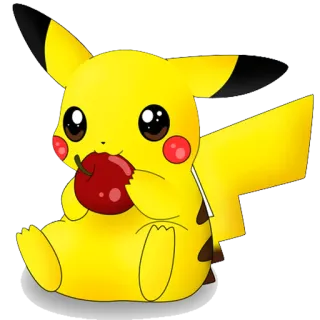 🙂 Pikachu Pokemon pikachu, pokemon, fofo, desenho animado, anime, comendo, maçã whatsapp sticker