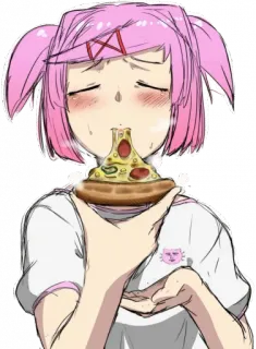 💕 Anime, Kreskówka, Pizza, Dziewczyna, Słodkie, Jedzenie, Jedzenie telegram sticker