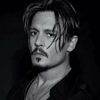 ⛓ Johnny Depp 演员, 肖像, 名人, 黑白, 男人 telegram sticker