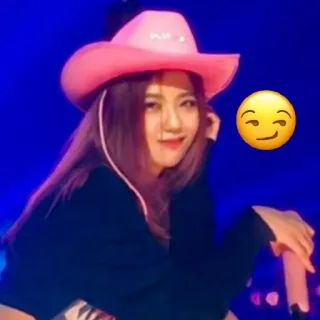 😏 Frau, Cowboyhut, Rosa, lächelnd, Emoji, Zwinkern telegram sticker