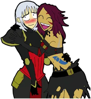 😄 cartoni animati, donne, abbraccio, amicizia, lgbt telegram sticker