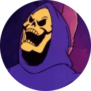 😈 Skeletor Masters of the Universe สเกเลทอร์, ตัวร้าย, การ์ตูน, ยุค 80, มาสเตอร์ออฟเดอะยูนิเวิร์ส, ชั่วร้าย, หัวกะโหลก, แอนิเมชั่น telegram sticker