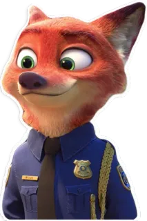 😃 Nick Wilde Zootopia fox, police officer, zootopia, cartoon, character, animated telegram sticker