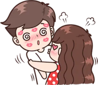 😘 baiser, couple, dessin animé, amour, romance telegram sticker