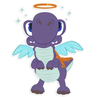 😇 khủng long, thiên thần, hào quang, hoạt hình, nhãn dán, ảo mộng telegram sticker