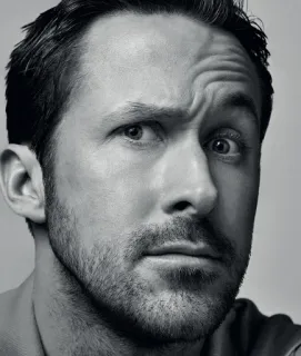 🤨 Ryan Gosling diễn viên, người nổi tiếng, chân dung, đàn ông, trắng đen telegram sticker