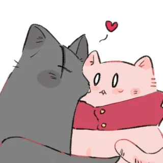🐈 Katze, Liebe, Umarmung, niedlich, kawaii, Tier, Cartoon telegram sticker