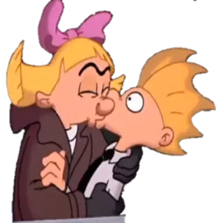 😘 Helga Pataki Hey Arnold! nickelodeon, мультфильм, поцелуй, 90-е, анимация, эй, арнольд, хельга патаки, арнольд шортман whatsapp sticker