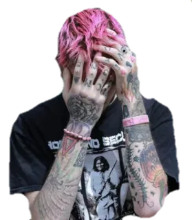 🙈 Lil Peep แร็ปเปอร์, นักดนตรี, ผมสีชมพู, รอยสัก, อีโม telegram sticker