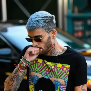 🔦 Zayn Malik zanger, beroemdheid, blauw haar, getatoeëerd telegram sticker