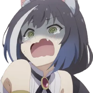 😱 anime, garota, chorando, assustada, chocada, garota gato telegram sticker