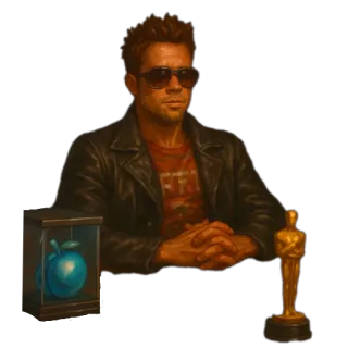 🍽 Tyler Durden Fight Club Brad Pitt, Clube da Luta, filme, ator, Oscar, personagem, Tyler Durden telegram sticker