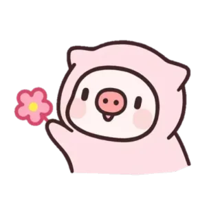 🐷 豚, かわいい, カワイイ, 漫画, 動物, 花 telegram sticker
