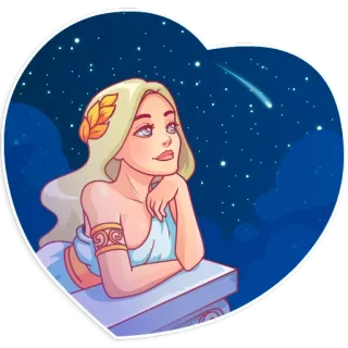🥰 ผู้หญิง, ดาว, กลางคืน, ภาพประกอบ, เทพธิดา, หัวใจ telegram sticker