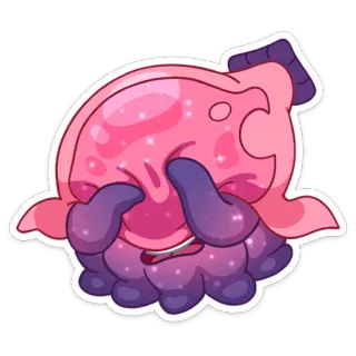 🙈 sticker, cartone animato, personaggio, rosa, viola, spazio whatsapp sticker