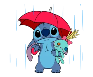 ☂ Stitch cartone animato, Stitch, ombrello, pioggia, carino telegram sticker