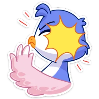 👊 птица, удар, шлепок, мультфильм, наклейка, синий, розовый, злой telegram sticker