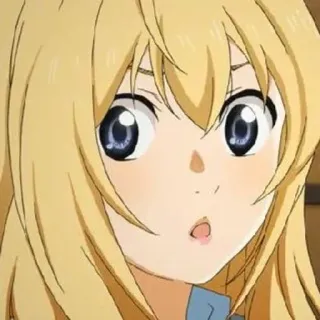 🎻 Kaori Miyazono Your Lie in April アニメ, 女の子, びっくり, 金髪, 大きな目 telegram sticker