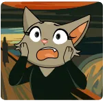 😨 chat, cri, dessin animé, choqué, émotion, animal telegram sticker