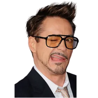 😉 Robert Downey Jr. โรเบิร์ต ดาวนีย์ จูเนียร์, นักแสดง, คนดัง, แว่นตา, ภาพเหมือน telegram sticker