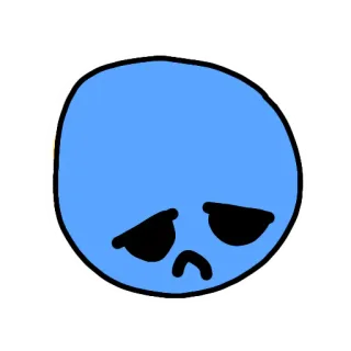 😓 难过, 蓝色, 表情符号, 沮丧, 情绪化, 卡通 telegram sticker