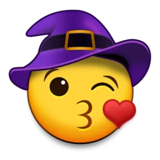 😘 emoji, witch, halloween, kiss, heart, love, cute, cartoon telegram sticker