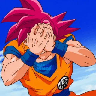 🤕 Goku Dragon Ball Anime, Dragon Ball, Goku, Super Saiyan God, Triste, Pleurs, Personnage animé telegram sticker