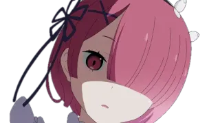 😯 Ram Re:Zero Anime, Personaje, pelo rosa, Waifu, Demonio, Oni telegram sticker