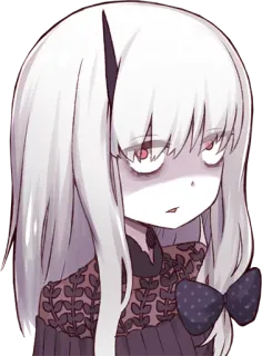 😐 Anime, Fille, Triste, Nœud, Mignon, Manga telegram sticker