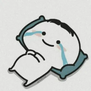 ⛅ artificial pillow, crying, sad, cute, cartoon, character, tears telegram sticker