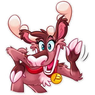 👋 Rentier, Tier, Cartoon, Figur, Süß, Freundlich telegram sticker