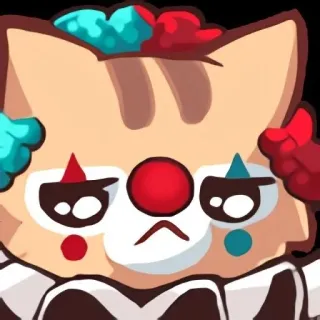 🤡 palhaço, gato, triste, fofo, desenho animado, animal, animal de estimação, adesivo whatsapp sticker