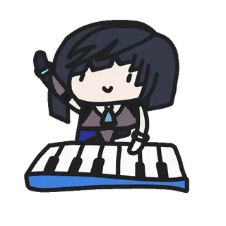 🎹 cartoon, keyboard, muziek, anime, personage telegram sticker