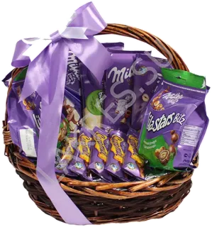 💐 basket, chocolate, candy, sweets, gift, milka, bow telegram sticker