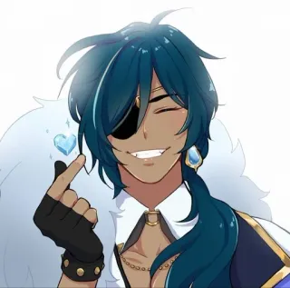 🌟 Kaeya Genshin Impact Kaeya, Genshin Impact, anime, gioco, personaggio, cuore con le dita, fanart telegram sticker