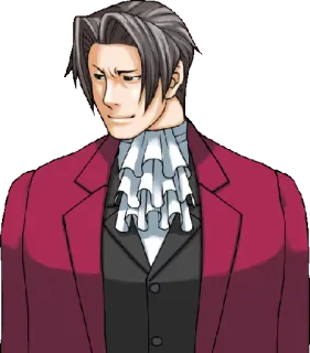 😈 Miles Edgeworth Ace Attorney adwokat, prokurator, poważny, gra wideo, anime telegram sticker