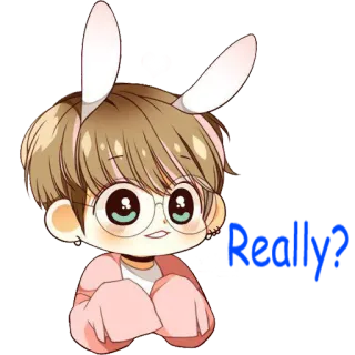 😳 만화, 토끼, 안경, 귀여운, 캐릭터, 귀여운 telegram sticker