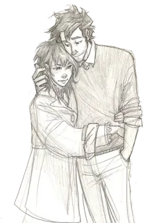 🈯 Paar, Liebe, Umarmung, Skizze, Zeichnung, Zuneigung telegram sticker