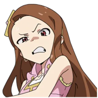 😟 Anime, Desenho animado, Menina, Brava, Expressão whatsapp sticker